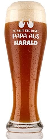 Weizenbierglas Bierglas Bester Papa Geschenke - Vater Geschenke für Papa personalisiert mit Gravur Papa Geschenk - Geburtstagsgeschenk für Männer Weihnachten Weißbier