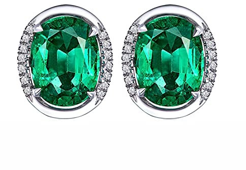Frauen Ohrringe Modeschmuck, 18 Karat Weißgold Ohrstecker mit Four Claw 2cttw Lab schuf Smaragd mit Zirkonia Frauen Ohrringe Schmuck