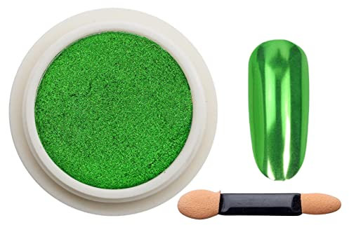 Dark Green Chrome Mirror Nail Powder, LILAH'S NAILS. Metallic Nail Art Pigment Powder Set, Shiny Nail Glitter Powder with Magic Mirror Effect for Nail Art Design Decoration.