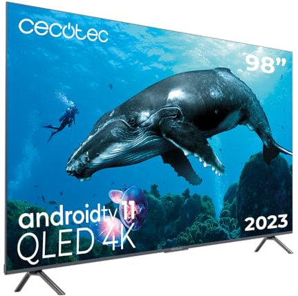 Cecotec VQU30098+ TV 98 QLED 4K UHD, 120Hz, Full Array Local Dimming 192 Zonas, Smart TV Android 11, HDMI 2.1, Google Voice Assistant, Dolby Visiotmos, SubWoofer 60W, Wi-Fi, BT, PVR