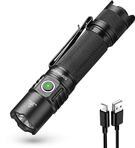 weneasker Taschenlampe Led 3800 Lumen, sofirn SP35T USB Aufladbar Extrem Hell Taktische Taschenlampen mit Doppelschalter,IPX8 Wasserdicht EDC Taschenlampe für Camping, Wandern, Notfall