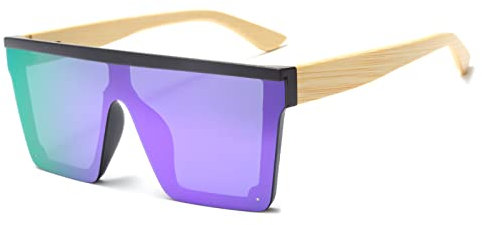 Long Keeper Occhiali da Sole Quadrati Grandi da Donna Uomo, Occhiali da Sole Specchio Oversize Senza Montatura Occhiali Flat Top Vintage Protezione UV400, 60mm