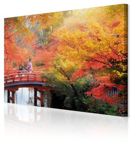 decomonkey Akustikbild Wald 120x80 cm 1 Teilig Leinwand Modern Bilder Leise | Wandbilder XXL, Schallschlucker, Schallschutz, Akustikdämmung, Wandbild, Deko, Garten, Japanischer, Natur, Landschaft, Grün