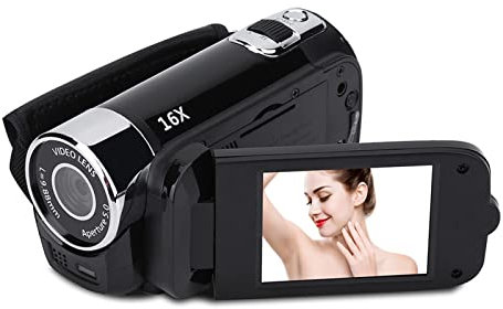 Videocamera Videocamera, Rotazione Full HD 16X Ad Alta Definizione Vintage Fosa Videocamera DV Amcorder Handycam Videocamera Digitale (Nero)