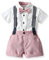 UUAISSO Bimbo Completini e Coordinati Gentiluomo Manica Corta Body Camicie Bretelle Pantaloni Estate Neonato Abiti Rosa 9-12 mesi