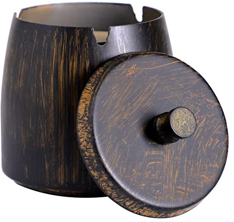 Aschenbecher mit Deckel für Zigaretten, Edelstahl, rauchfrei, geruchlos, winddicht, Aschenbecher für Zuhause, Büro, Tischplatte, Außenbereich, Terrasse, Balkon (8,9 x 7,1 x 8,5 cm)