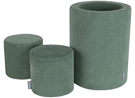 KiddyMoon Spielplatz Velvet Aus Schaumstoff Für Babys Spielbad Hindernisläufen, Fass/Puff/Puff, Waldgrün