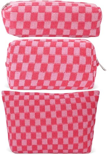 LYDZTION Borsa per il trucco in pelle borsa cosmetica per le donne organizzatore cosmetico da viaggio borsa per pennelli, Rosa