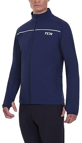 TCA Herren Thermische Radlaufjacke. Reflektierende atmungsaktive winddichte Jacke mit Reißverschlusstaschen - Dunkelblau, S