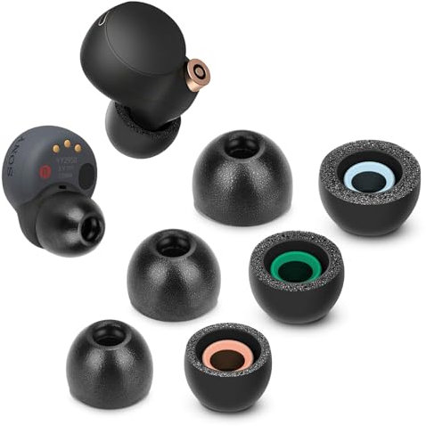 Memory Foam Tips for Sony Earbuds, WF-1000XM4 / XM3 / WF-C500 /WF-C700N/ Linkbuds S, rutschfeste Ersatz-Ohrstöpsel für Sony True Wireless Kopfhörer, Geräuschunterdrückung, 3 Paar (gemischte Größen,