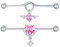 Gojewen Industrial Piercing Bar 38mm Chirurgenstahl 14G Scaffold Cartilage Ohrring Piercing Schmuck Rosa Schmetterling Silber