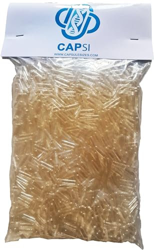 CAPSI Gélules Vides en Gélatine Taille 000 – Lot 1000 – Gélules Transparentes à Remplir – Grand Format, Qualité Alimentaire, Casher & Halal