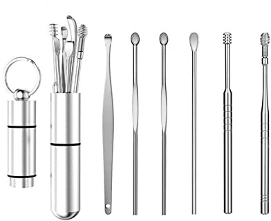 Cuchara para oídos Acero Inoxidable Cuchara Oreja Herramientas 6 piezas Limpiador de Oídos Kit de Limpieza para Oídos Removedor de Cera de Oído