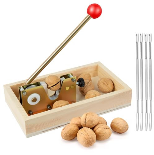 Nizodo NutCracker Werkzeug, robuster Nussknacker mit Holzsockel, verstellbare Nusszange, manuelle Nussknacker für alle Nüsse, Knacker-Werkzeug für Walnuss, Pekannuss, Macadamia, Haselnüsse, Kastanie,