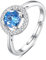 INFUSEU Geburtsstein Ring, 925 Sterling Silber Geburtsstein Meerblau Ringe für Damen April Personalisierbar Verstellbar Offene Bänder Zirkonia Ringe Geschenke für Frauen Mädchen