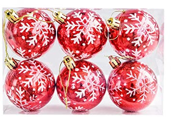 Acfthepiey 6 x 6 cm Weihnachtskugeln, Weihnachtsbaumschmuck, Weihnachtsdekoration für Zuhause, Outdoor-Spielzeug, Rot