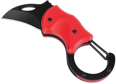 Wekuw Coltello Pieghevole, Coltello Portachiavi EDC, Portachiavi Pieghevole del Coltello, Coltello da Campeggio All'aperto, Coltello Pieghevole con Moschettone, per Campeggio Outdoor Cucina (Rosso)