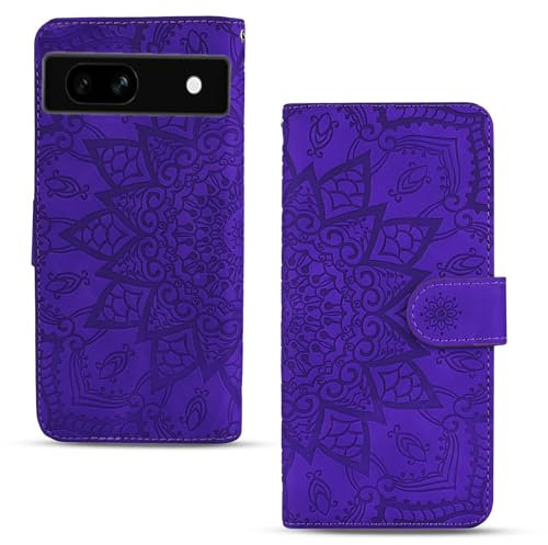 Vkooer Cover per Google Pixel 8A Libro Custodia Premium PU Pelle Flip Portafoglio Case con Magnetica Chiusa e Porta Carte per Google Pixel 8A Smartphone, Mandala Viola