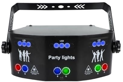 DJ Discolicht Partylicht,15 Eye Strobe Lichteffekt RGB LEDProjektor Disco Party Bühnenbeleuchtung Animation Licht mit Fernbedienung | Musik Sound Activated Lichter Beam Effekt für Bar Nachtclub
