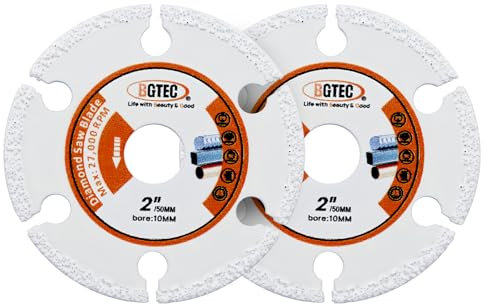 BGTEC Disco de corte de metal de diamante,2 piezas Disco de corte de 50 mm soldado al vacío Disco diamantado para corte de metal duro, aleaciones, hierro, acero inoxidable