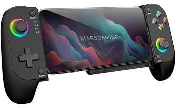 Mars Gaming MGPX, Gamepad Bluetooth 5.0 2en1, RGB Neon, Vibración Dual y Función Turbo, Soporte Smartphone Hasta 6.8, Mando Multifunción Compatible PC, Android, iOS y Consolas, USB-C y Funda, Negro