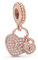 Wedanor Donna Ciondolo- Oro rosa Due Cuore Argento 925 Colgantes con Zirconia cubica per Charm Bracciale