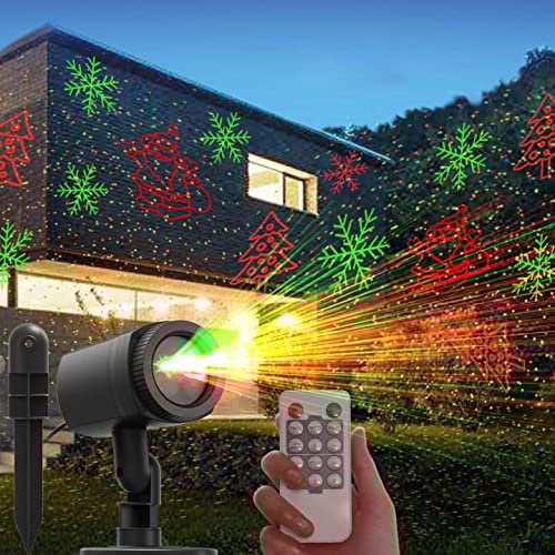 DXstring Christmas Projector Lights Outdoor With Remote - Red and Green 12 Decoration Patterns for Indoor Outdoor Yard Party Garden Holiday Decorations