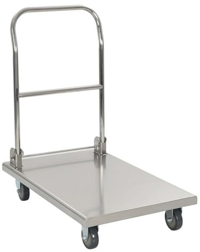 Rantry Transportwagen Silber 82 x 53 x 86 cm Edelstahl Innenmöbel für Wohnzimmer Büro Schlafzimmer