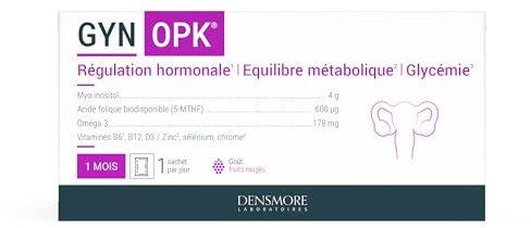 Densmore - GYN'OPK - Régulation hormonale et Glycémie - SOPK - Omega 3, Myo inositol, Acide folique, Zinc et Chrome - Complément alimentaire - 30 sachets - 1 mois