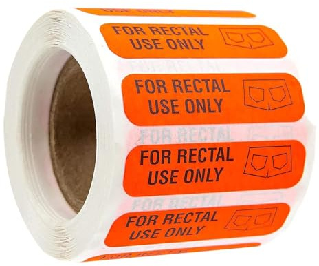 rockible 500 Aufkleber „Nur zur rektalen Anwendung“, Parodie-Aufkleber, Warnaufkleber, permanente Haftung, 4,6 x 5,1 cm, lustige Gags für Erwachsene, Orange