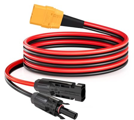 ELFCULB XT90 Solar Kabel 10AWG 1,8m für Solarpanel | Solarstecker auf XT90 aus 5,26mm² verzinntes Kupferkabel für Powerstation Solar Generator