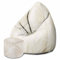 DreamRoots Sitzsack Erwachsene mit Füllung 80x80x120cm - Bean Bag Chair - Sitzsäcke mit Lehne und Hocker und Bezug - Sitzsack Sessel - Chill Sessel Velvet Beige Warm Pampas Grass