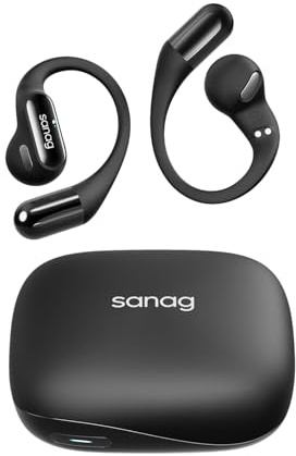 SANAG G6S Open Ear Kopfhörer, Wireless Bluetooth 5.3, Wasserdicht, Stabile Passform, 36 Stunden Wiedergabezeit, Multipoint-Verbindung, Schwarz
