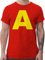 T-Shirt Herren - & - Kostüm Buchstabe A Streifenhörnchen Chipmunk Alvin I Passend für Karneval I Gruppenkostüm Fasching - L - Rot - faschingsshirt Faschings Chipmunks Tshirts Faschings-t-Shirt