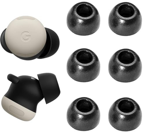 A-Focus Ersatz-Ohrstöpsel für Pixel Buds Pro 2, Memory-Schaum, bequem, keine Silikon-Schmerzen, passend für Google Pixel Buds 2 Pro, Schwarz, M, 3 Paar