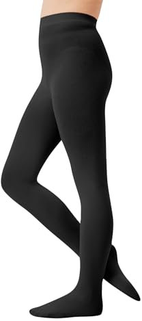 CozyWow Strumpfhose mädchen 60 Den Halb-blickdichte Ballett Strumpfhose Microfaser Tanzstrumpfhose mit Fuß 2x Schwarz 10-12 Jahre
