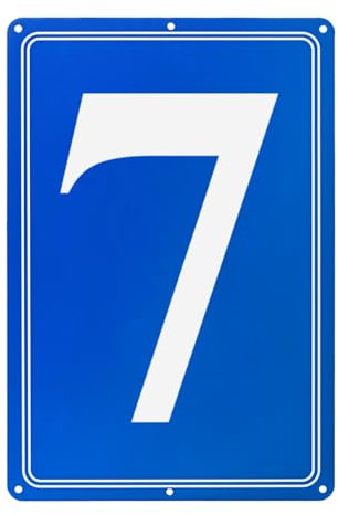 M METERXITY Aluminum Number Sign 7, 11.8 Inch House Numbers and Metal Letters, Parking Spot Letter Signs, Metal Letter Wall Decor for Garden/Door/Mailbox [White Text On Blue]