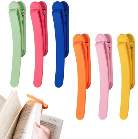 6er Pack Silikon-Lesezeichen Automatische Lesezeichen Geschenke Tragbarer Buchseitenhalter zum Lesen Frauen Männer Kinder Buchzubehör für Buchliebhaber Leser Geschenkideen(6 Farben)