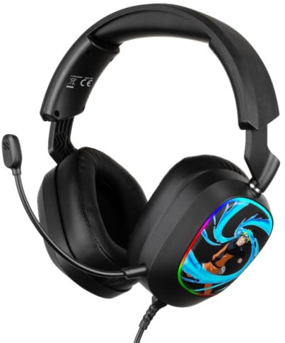Konix Naruto Shippuden Auriculares Gaming con Cable 7.1 PC - Altavoces de 50 mm - Micrófono - Cable USB de 2 m - LED - Diseño Naruto Rasengan - Negro