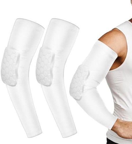 2Pcs Volleyball Elbow Pads with Padded, Crashproof Youth Baseball Arm Sleeves, Compression Arm Sleeves for Men Women, Collision Avoidance Elbow Forearm Sleeve for Soccer Football Basketball Shooter