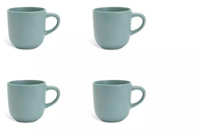 JAYOGLA Stoneware Coffee Mugs, Duck Egg Blue, Matte Glaze, Set of 4