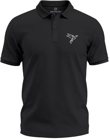 Neverless® Poloshirt Herren Bedruckt mit minimalistischer Vogel Grafik– Kurzarm Polo Sommer Casual Look Modern Fit Fashion