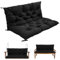 Warmiehomy 2/3 Seater Patio Swing Cushion with Backrest, Waterproof Garden Bench Cushion with Back, 120x100x8cm Comfortable Outdoor Bench Seat Cushion with Non-Slip Straps for Canopy Furniture, Black