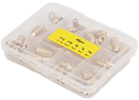 Hochwertige Messingfischereisen Gewichte Kit, 46 -pcs -Fischerei Messing Sinker mit Glatte Oberfläche, Einfacher Betrieb für Süßwassersalzwasser Bassfischen
