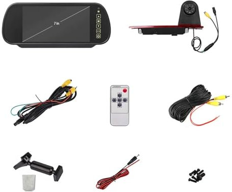 Car High Level Brake Light Rear View Camera Kit With 7 Mirror Monitor Compatible For Ford Transit Custom Vehicles 2016 Onwards(Factory Fitted Kit)