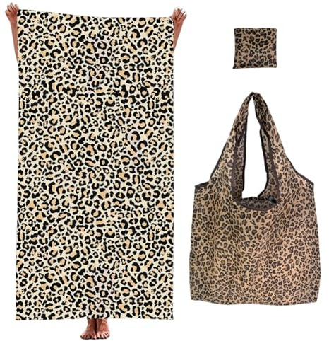 SYTTNUM Handtücher mit Leopardenmuster, Leopardenmuster Strandtuch, Leopardendruckbeutel Leopard Badetuch Saunatuch, Strand-Tuch Mikrofaser Leicht Sandfreies für Sport Reise Strand Sauna 2pcs
