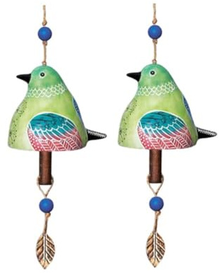 Buhdjfnke 2 STÜCKE Vogelgesangsglocke Vogelgesangsglocke Vogelgesangsglocke Gartendekor Hängendes Rustikales Windspielteile, B