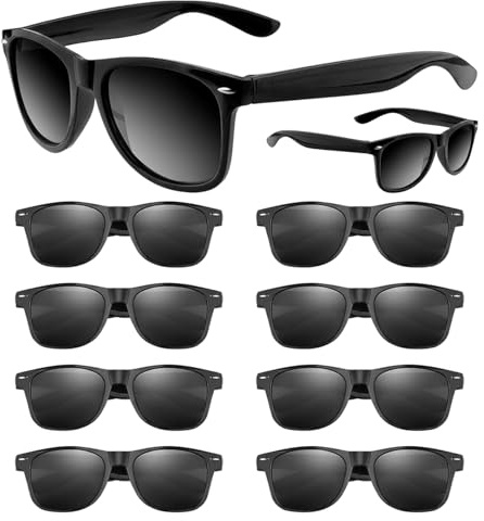 WuiCtvz 10 Stück Sonnenbrille Schwarz,herren und damen, Retro Vintage Sonnenbrillen im Set, Sonnenbrille Schwarz, Geeignet für Partys, den Strand, Camping, die Küste und Outdoor-Aktivitäten