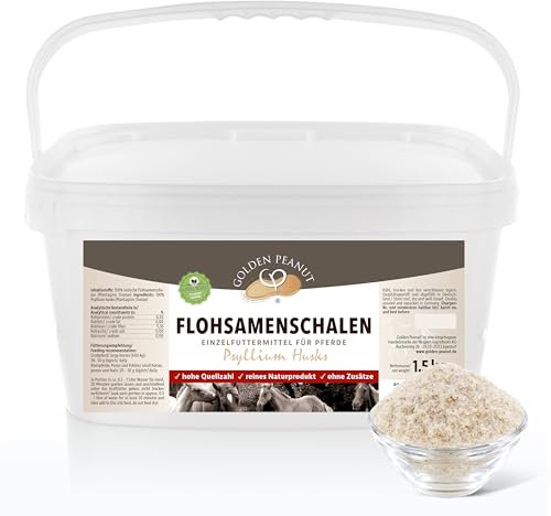 GOLDEN PEANUT Indische Flohsamenschalen 95% Reinheit - für Pferde und Ponys 1,5 kg, Darmsanierung, natürlich füttern
