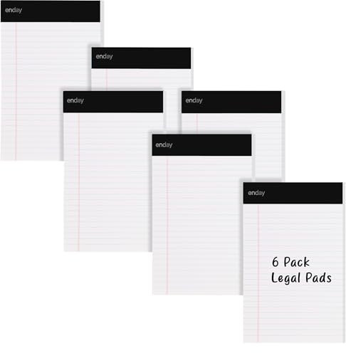 Emraw White Jr. Briefblock mit perforiertem Rand, liniert, universal, 50 Blatt, 12,7 x 20,3 cm, 6 Stück